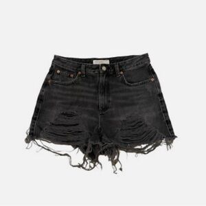 Topshop Black Distressed Jean Shorts